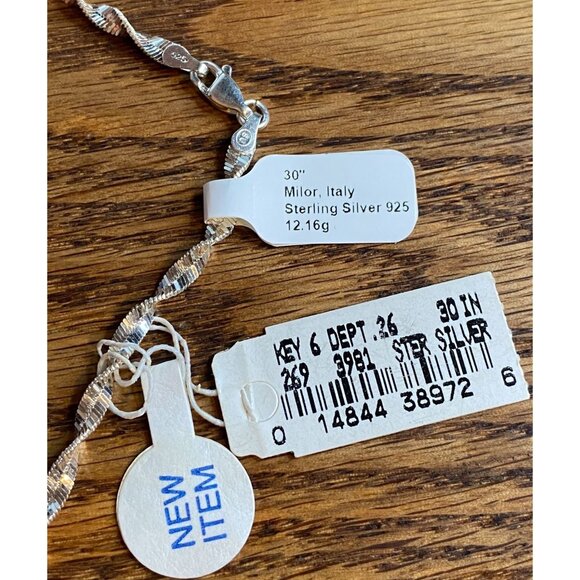 30” Sterling Silver 925 Necklace - Twisted Design (Milor Italy, 12.16g) Jewelry - Picture 5 of 6